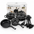 🔥 LIQUIDACIÓN DE STOCK: Juego De Ollas Universal 13 Piezas Antiadherente Color Negro 🍲🍚